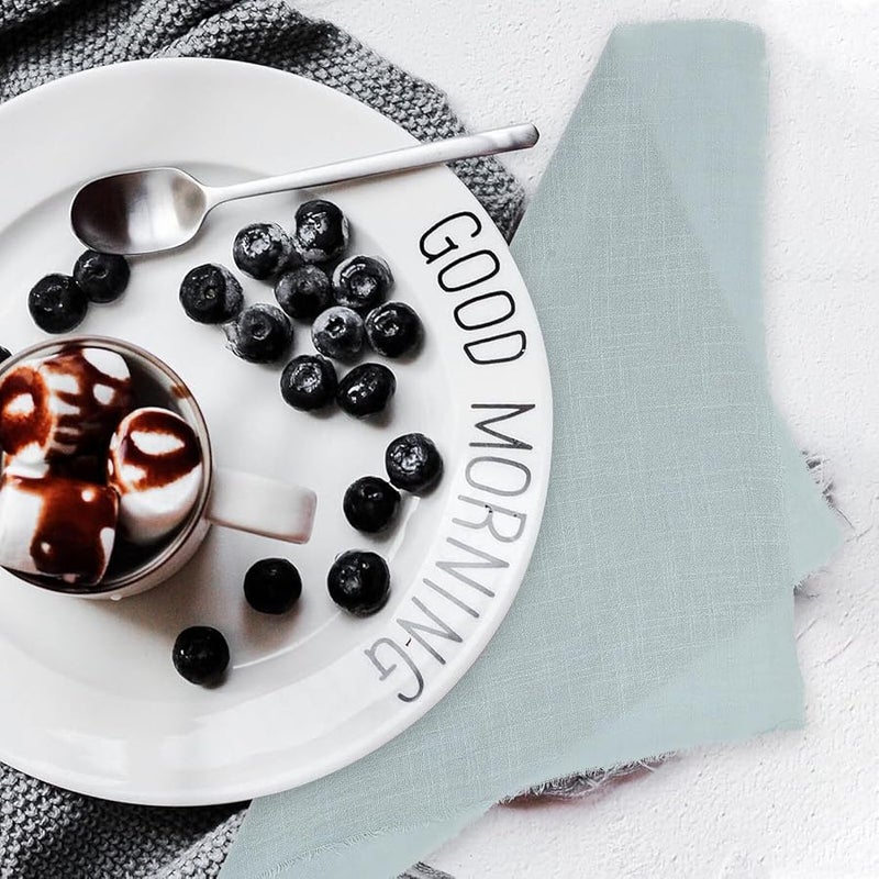 مناديل عشاء من البوليستر باللون الرمادي والأخضر بحواف شرابة قابلة للغسل لحفلات الزفاف والمنزل والمطعم - Image 5